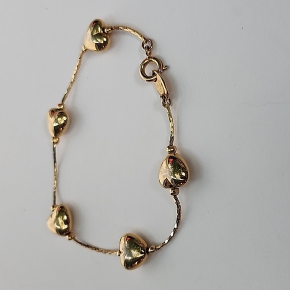 Trifari TM heart bead bracelet 6.5 inches gold-plated #14 - Picture 3 of 4